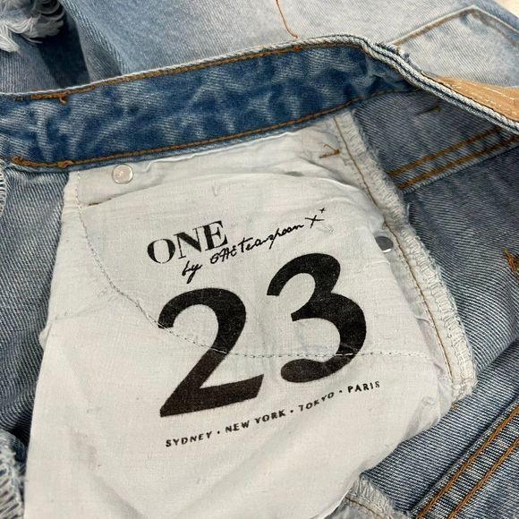 One Teaspoon High Waist Skirt 23 Long Rise Super Fitted Distressed Jean - Picture 5 of 9